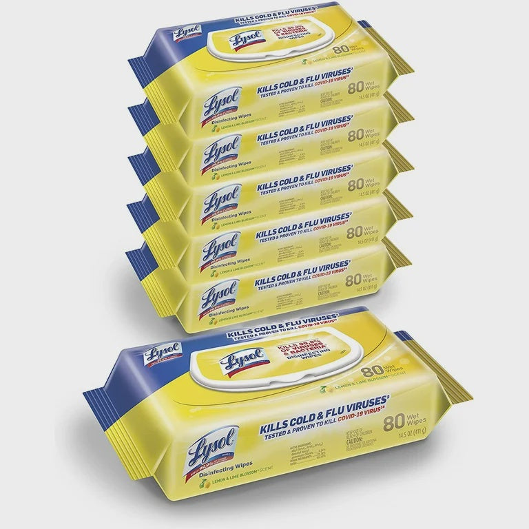 Lysol Disinfectant Handi-Pack Wipes, Multi-Surface Antibacterial Cleaning Wipes 480 Count (Pack of 6)