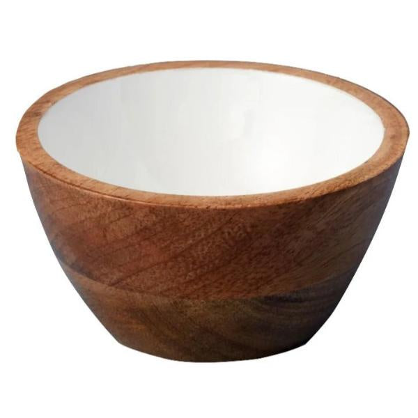 Madras Mango Wood/Enamel Snack Bowl