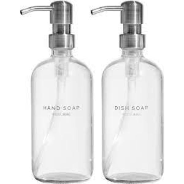 MaisoNovo Clear Glass Soap Dispenser, Set of 2