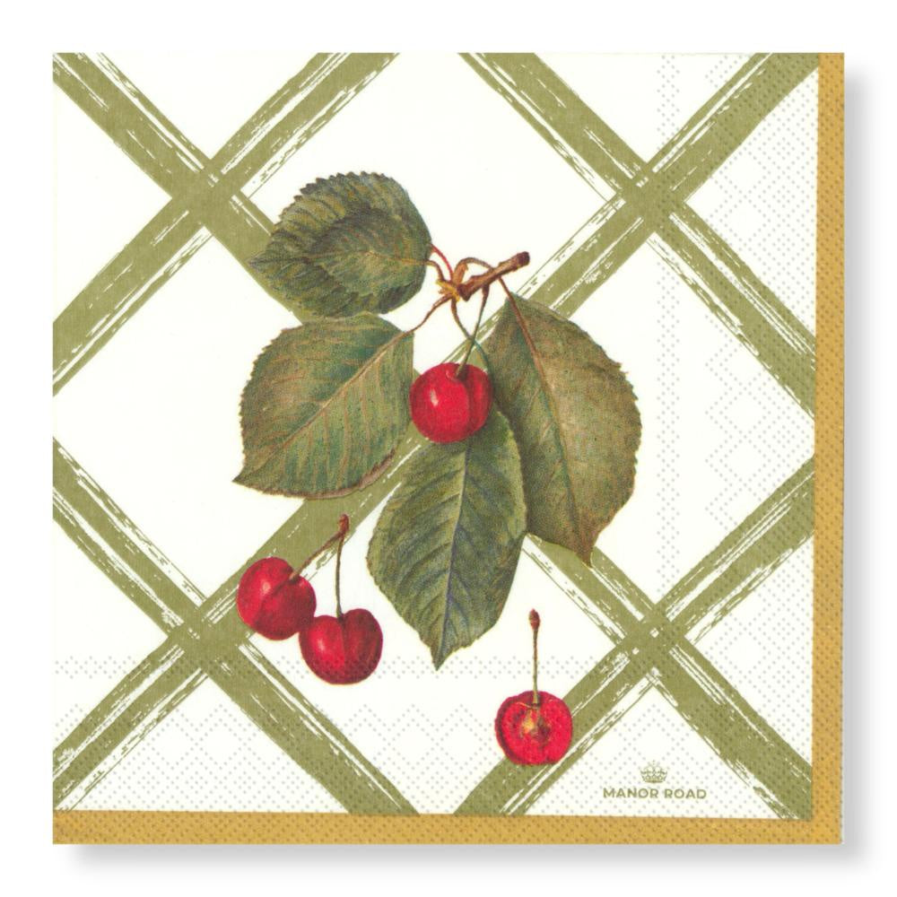 Manor Road Cherry Canvas Cocktail Napkins 20pk