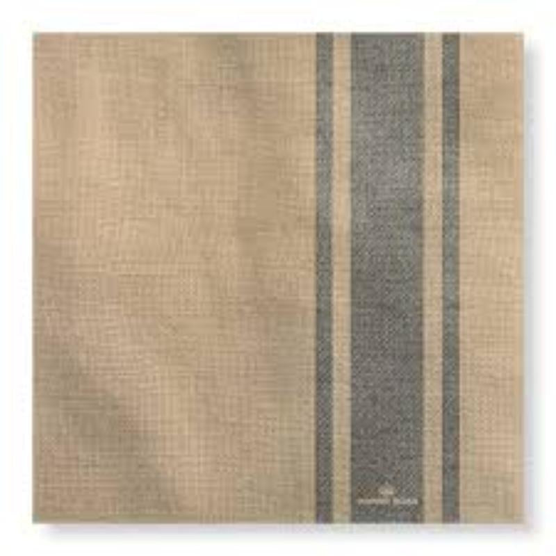 Manor Road Coffee Stripe Linen Dinner Napkins 20Pk