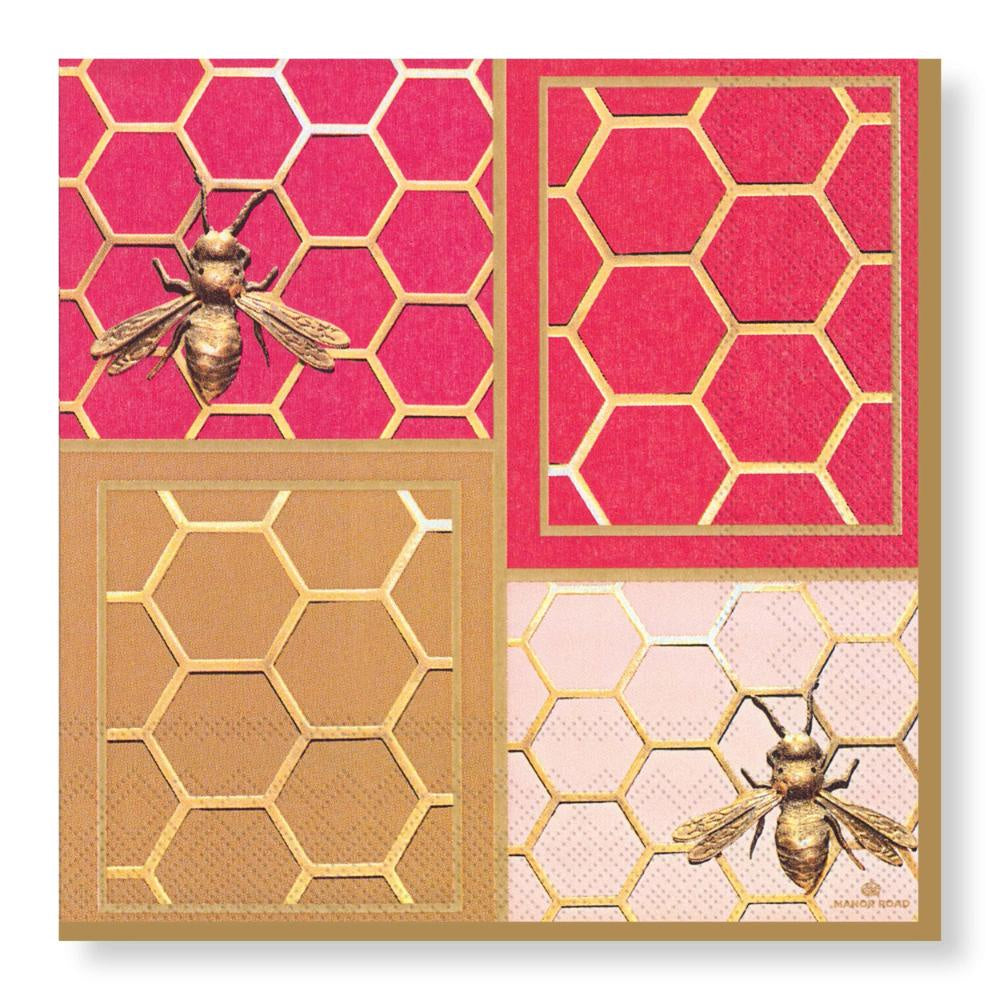 Manor Road Colourblock Bees Luncheon Napkins 20pk