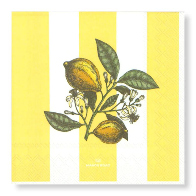 Manor Road Lemon Sorbet Cocktail Napkins 20pk