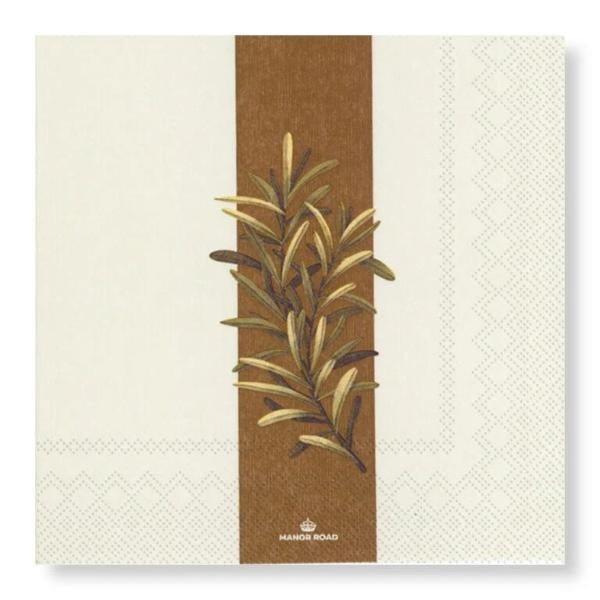 Manor Road Rustic Rosemary Cocktail Napkins 20pk