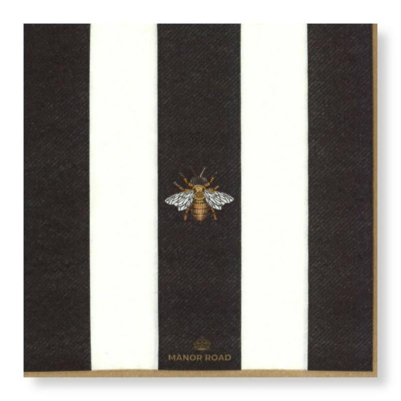 Manor Road Striped Bee Cocktail Napkins 20pk