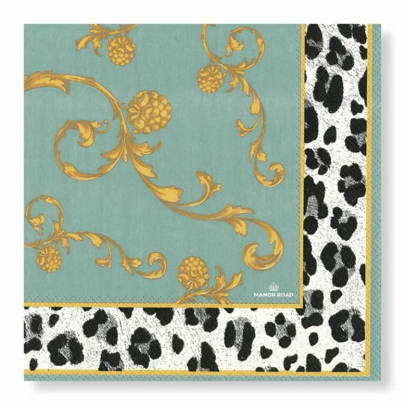 Manor Road Victorian Leopard Cocktail Napkins 20pk