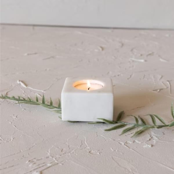 Marble Tea Light Candle Holder - use with LED candle only