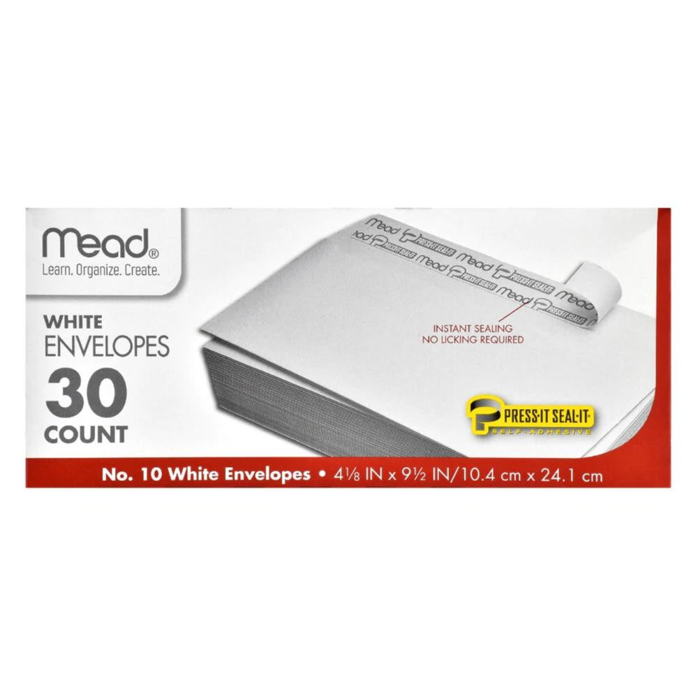 Mead No. 10 White Self-Seal Security Envelopes, 30ct