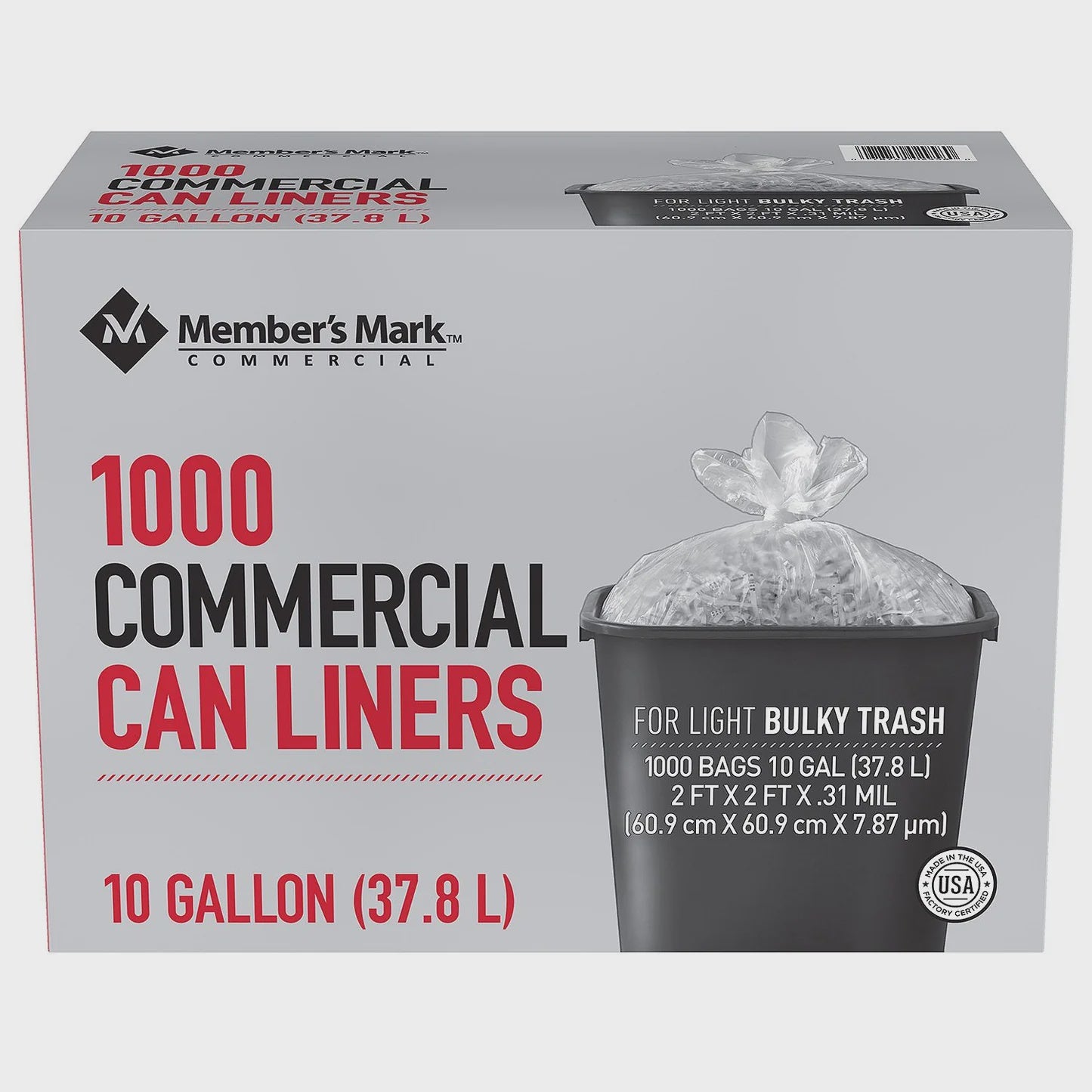 Member's Mark 7-10 Gallon Commercial Trash Bags, 1000ct