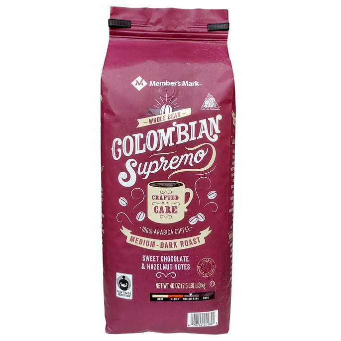 Member's Mark Columbian Supremo Whole Bean Coffee 40 oz. (BPO)