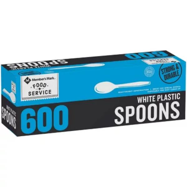 Member's Mark White Plastic Spoons, Heavyweight 600 ct. (BPO)