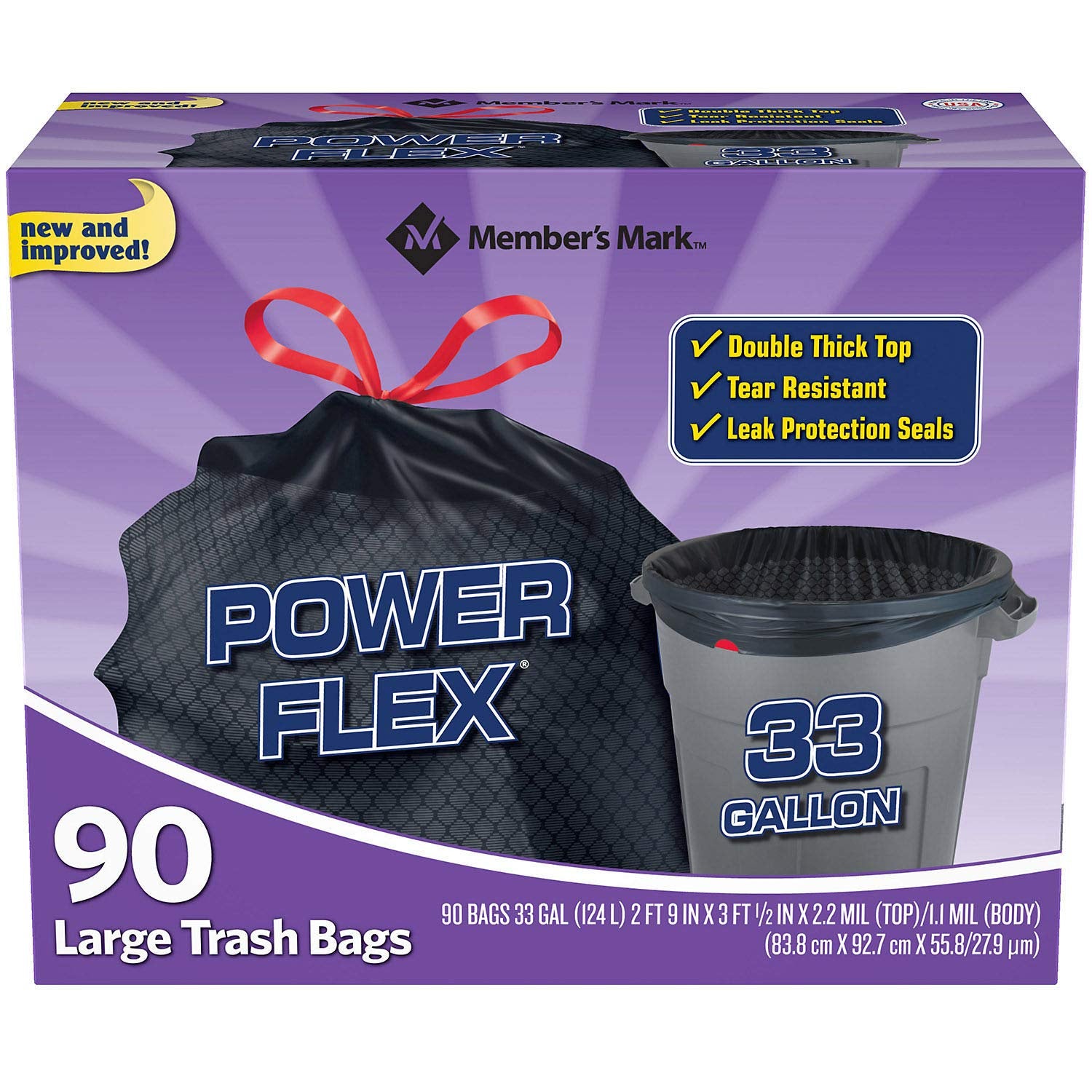 Member's Mark Power-Guard Drawstring Bags - 33 gal. - 90 ct.