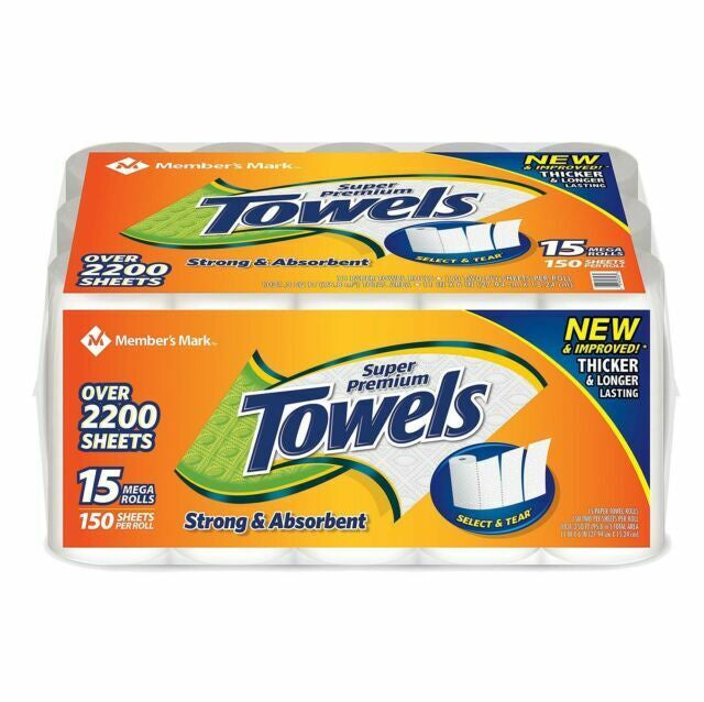 Member's Mark Super Premium 2-Ply Select & Tear Paper Towels 150 sheets/roll, 15 rolls (BPO)