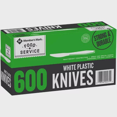 Member's Mark White Plastic Knives, 600/case