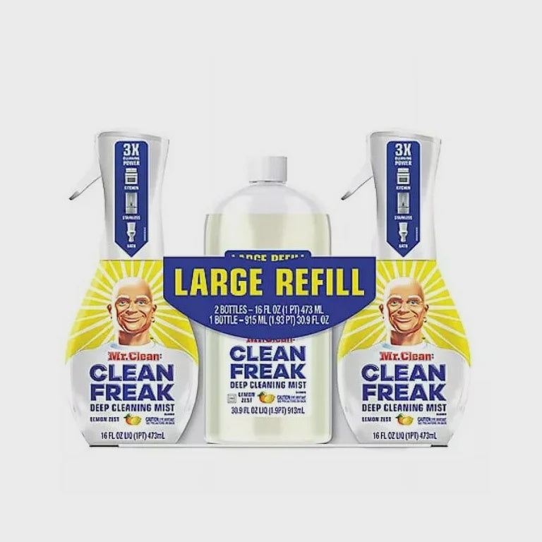 Mr. Clean, Clean Freak Deep Cleaning Mist Multi-Surface Spray + Refill, Febreze Lemon Zest 62.9 fl. oz.