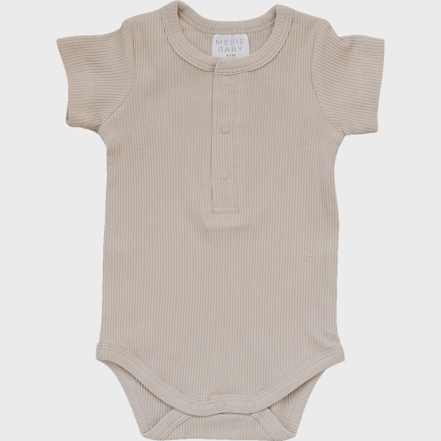 Mebie Baby Oatmeal Organic Cotton Ribbed Snap Bodysuit,3-6m