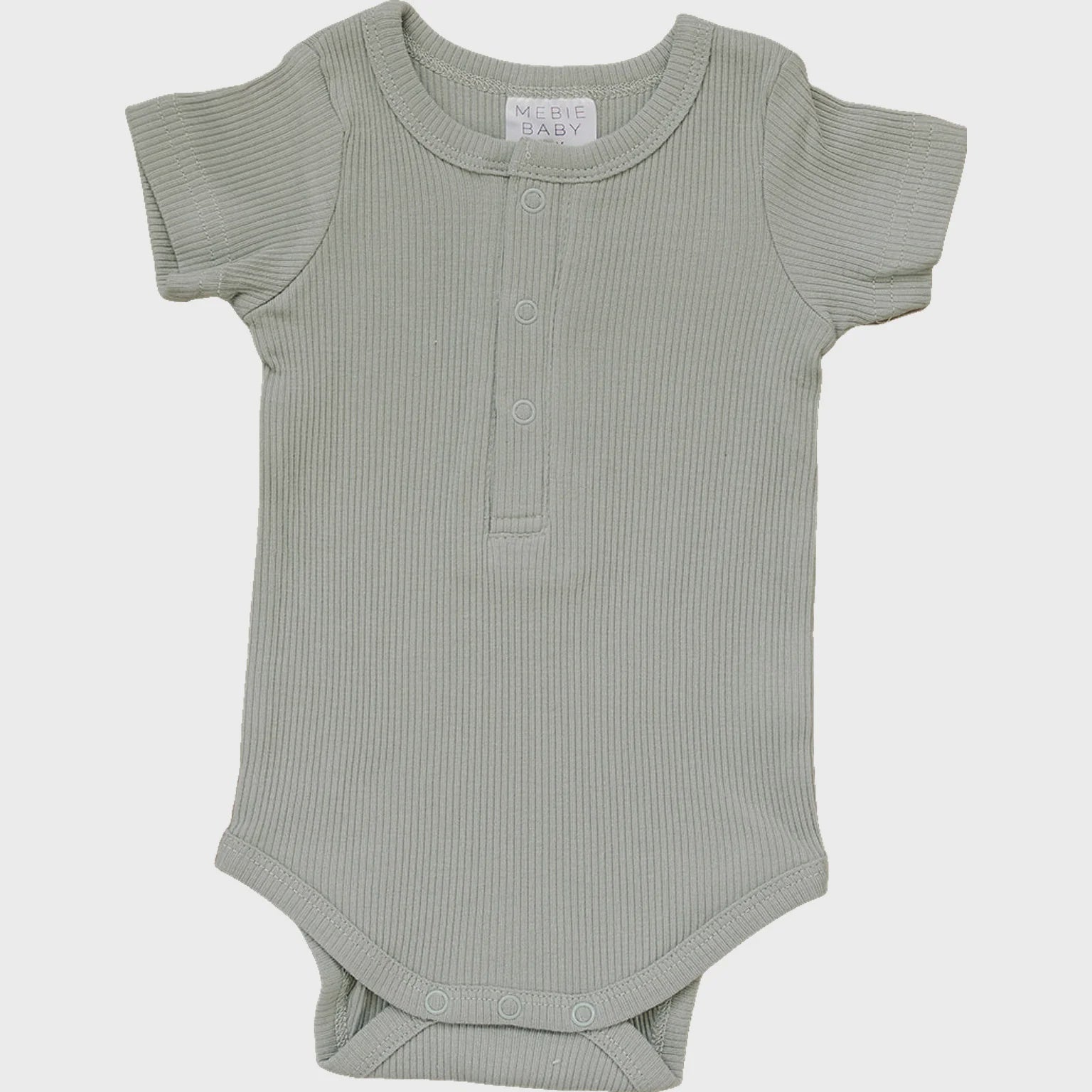 Mebie Baby Sage Organic Cotton Ribbed Snap  Bodysuit, 3-6m