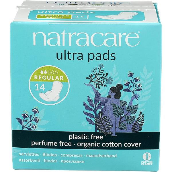 Natracare Slim Fitting Ultra Pads with Wings, Regular, 14 pk