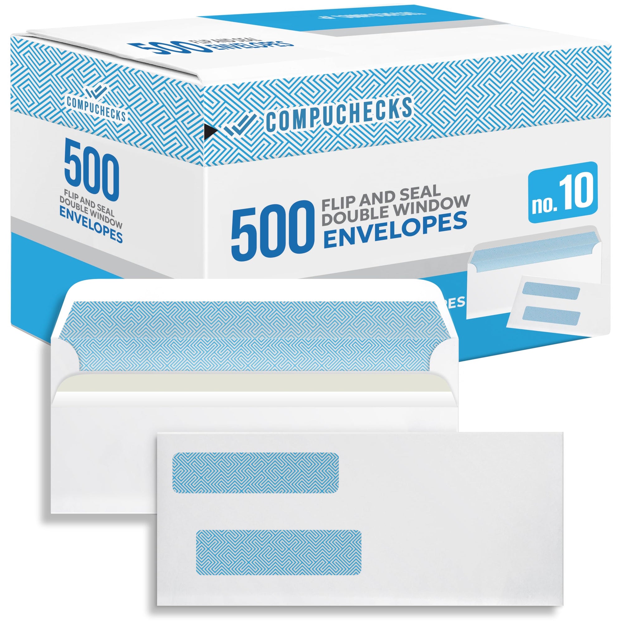 No. 10 Flip and Seal Double Window Security Envelopes