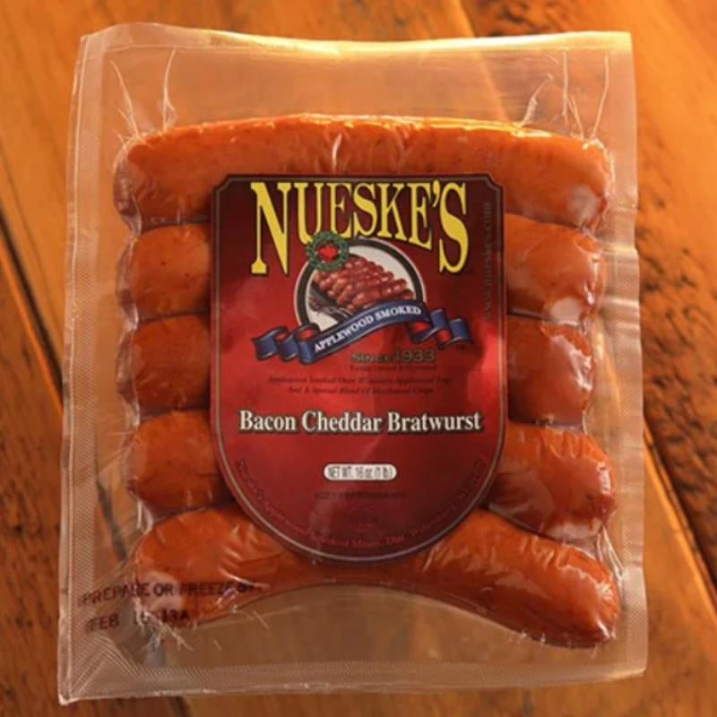 Nueske's Bacon Cheddar Bratwurst - 1lb Pack