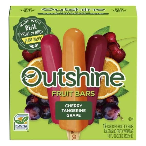 Outshine Cherry, Tangerine, Grape Ice Bars, 12ct