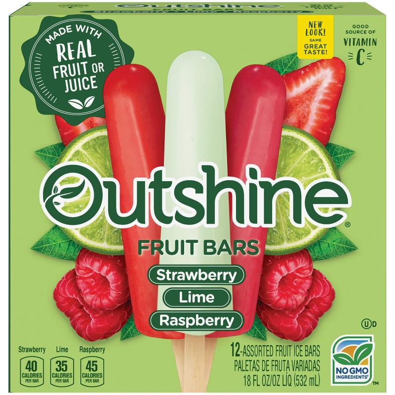 Outshine Strawberry, Lime, Raspberry Fruit Ice  Bars 12ct