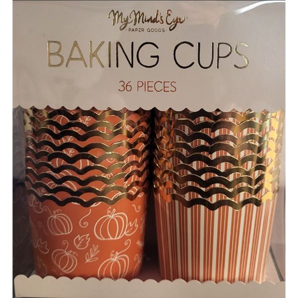 PLCC1375 - Gold Foil Deep Orange Harvest Stripes Food Cups (36 pcs)