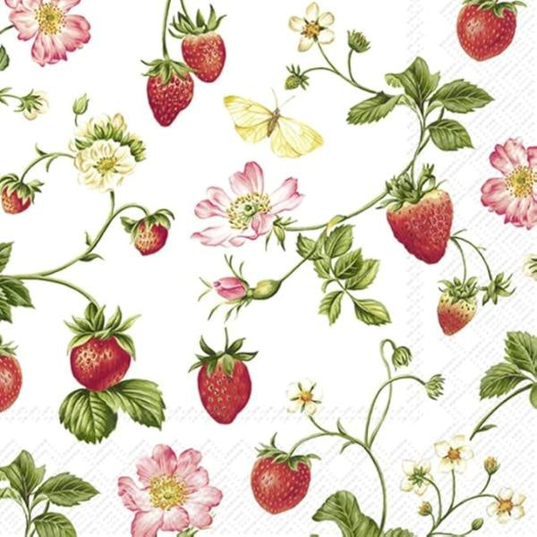 Paper Cocktail Napkins, Sweet Strawberry 20pk