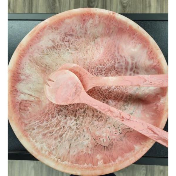 Resin Shallow Serving Bowl - Pink - w/ matching servers