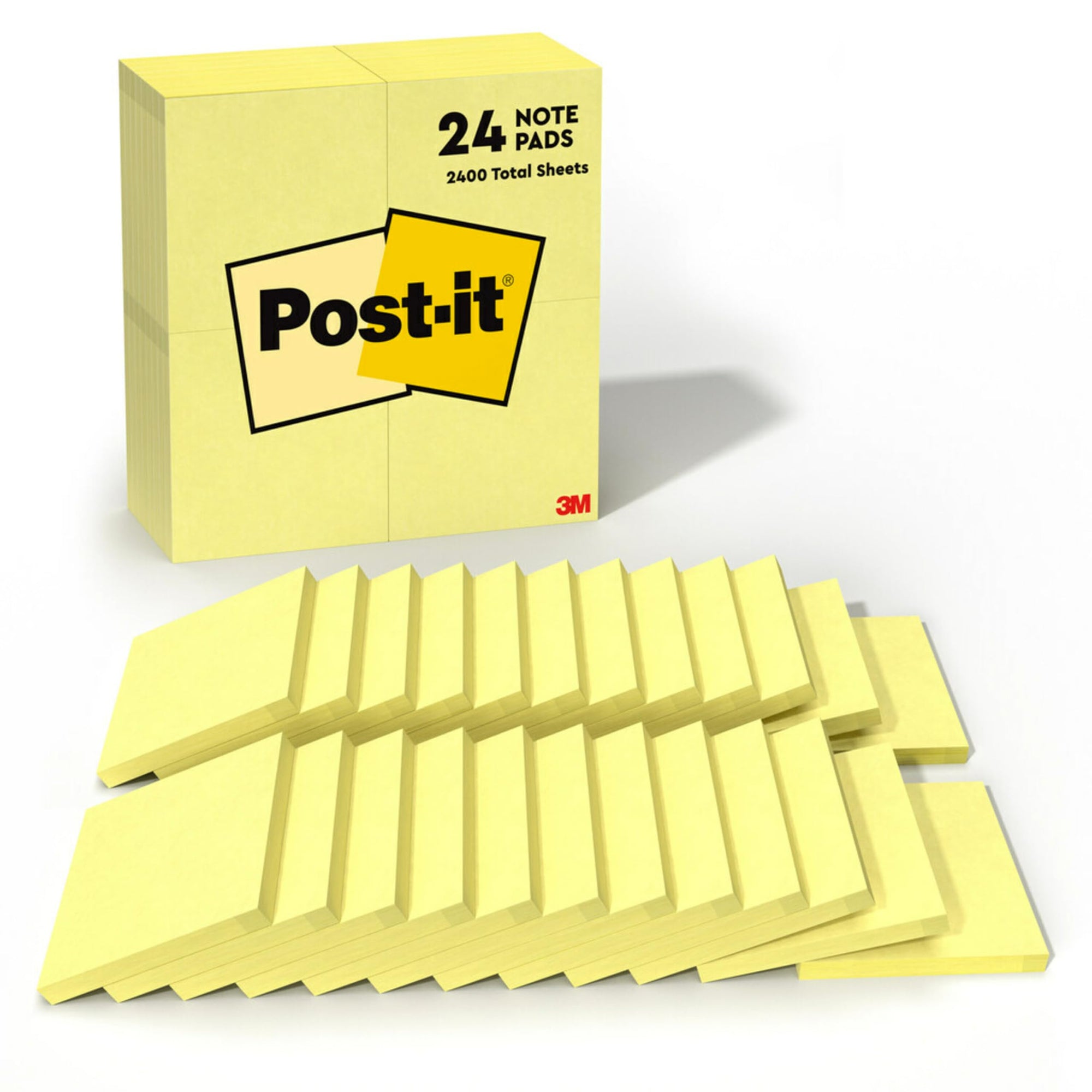 Post-It Sticky Notes 3x3", Canary Yellow, 24 pads/case