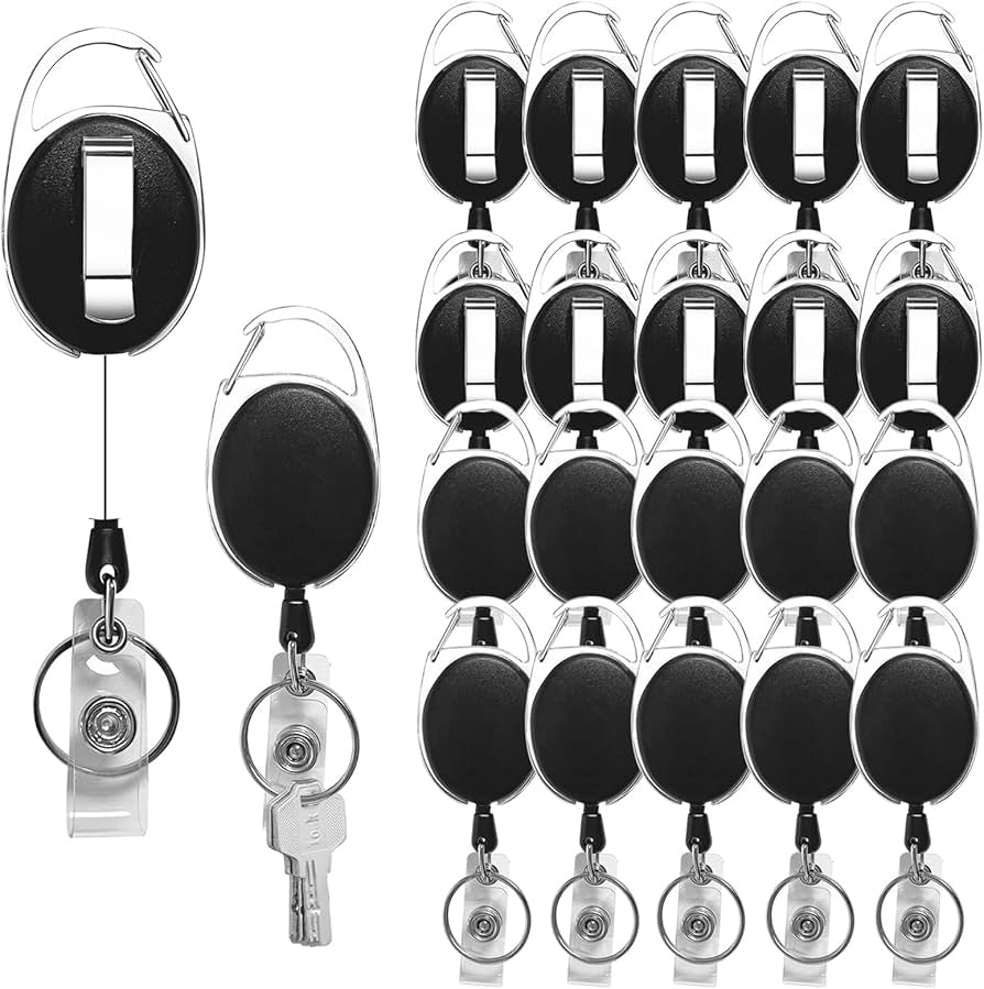 Retractable Badge Holders, 20 pk