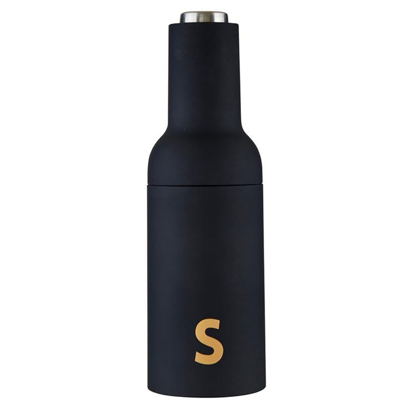 Salt Grinder - Matte Black - Gold "S"