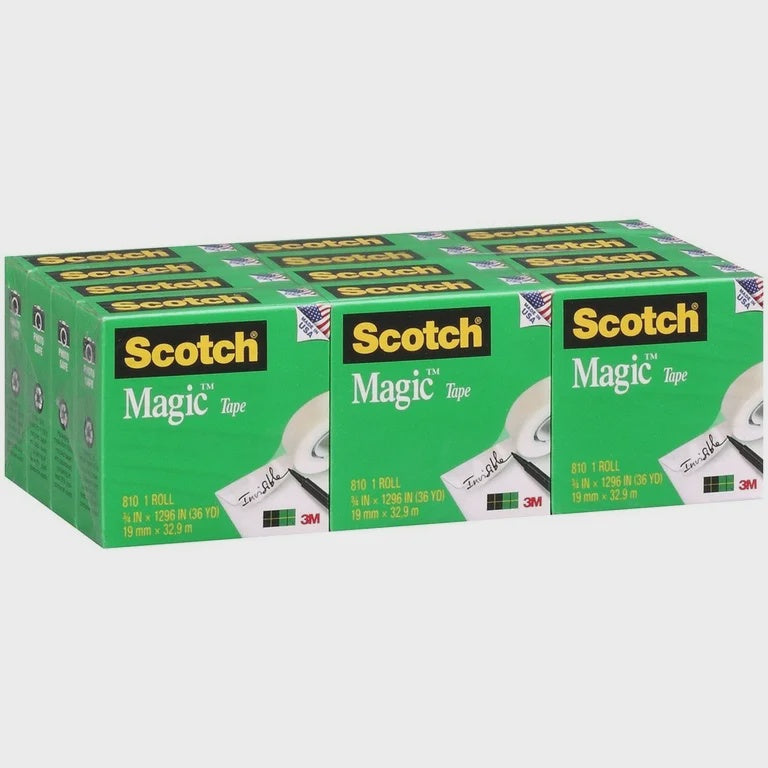 Scotch Magic Tape, 3/4" x 1296", 12 Refill Rolls/Pack