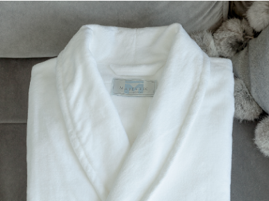 Dorchester Robe with Satin Braid, 100% Cotton, OS, White