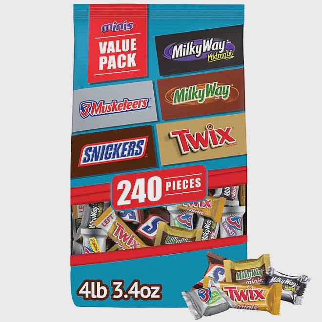 Snickers, Twix & More Bulk Chocolate Candy Variety Pack 240 pcs (BPO)