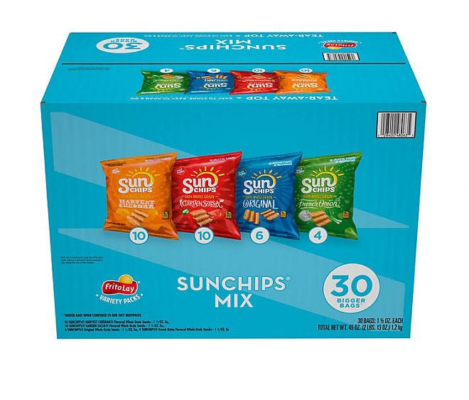 SunChips Whole Grain Variety Pack Chips, 30 pk. (BPO)