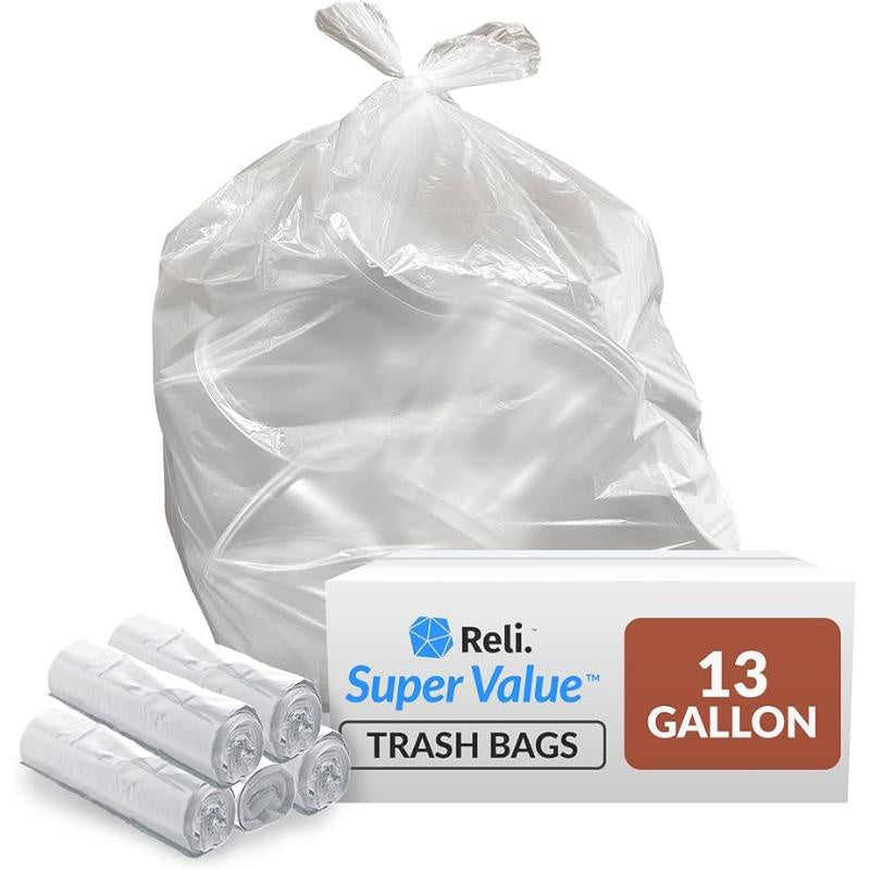 SuperValue 13 Gallon Trash Bags | 250 Count | Tall Kitchen | Can Liners | Clear Multi-Use Garbage Bags (BPO)