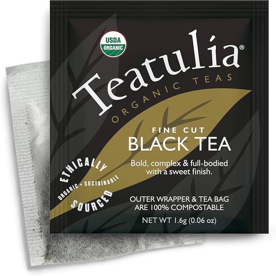 Teatulia Organic Black Tea Bags, 50 Wrapped Tea Bags