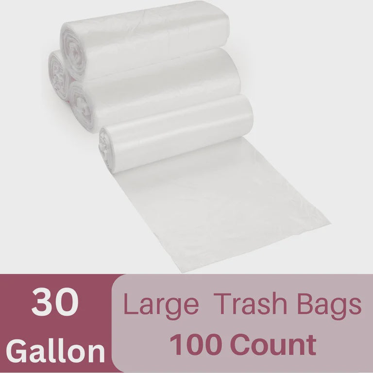 Trash Liners, Clear, High Density Trash Bin Bags for Lightweight Garbage, 100 ct