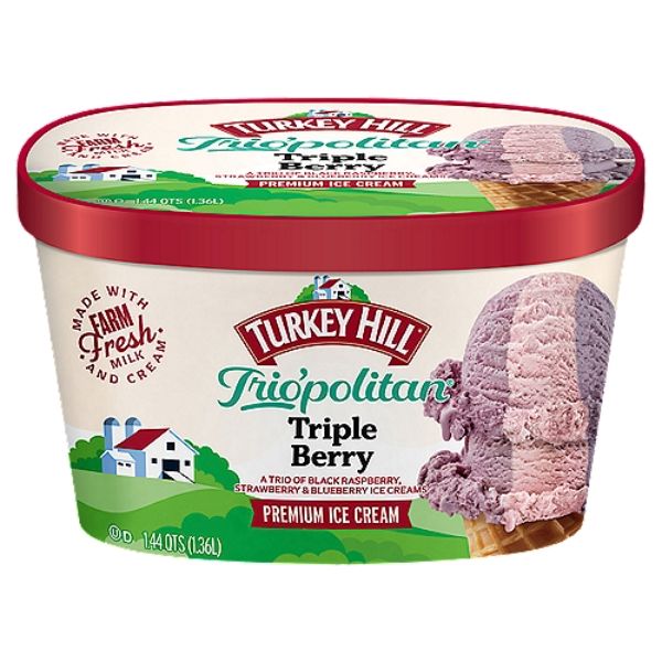 Turkey Hill Triple Berry Ice Cream 1.44 qt - Black Raspberry, Strawberry, Blueberry
