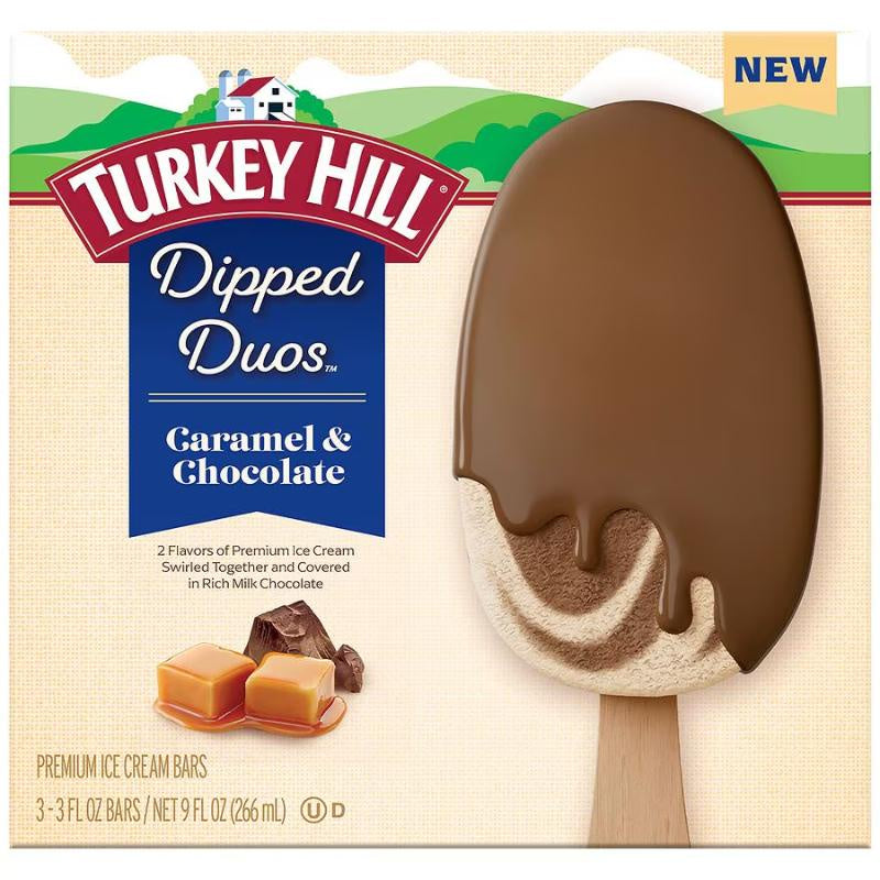 Turkey Hill Dipped Duos Caramel & Chocolate Ice Cream Bars, 3ct