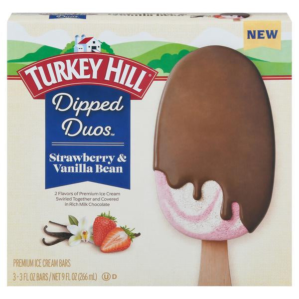 Turkey Hill Dipped Duos Strawberry & Vanilla Ice Cream Bars, 3ct