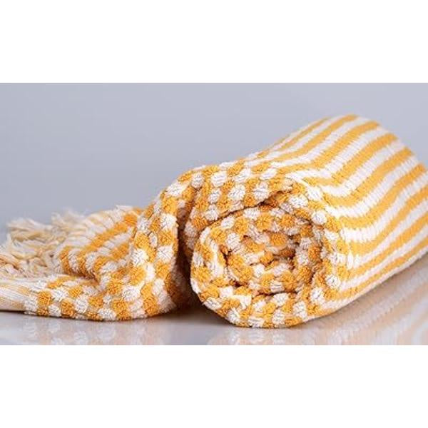 Turkish Hand Towel - Mustard Check