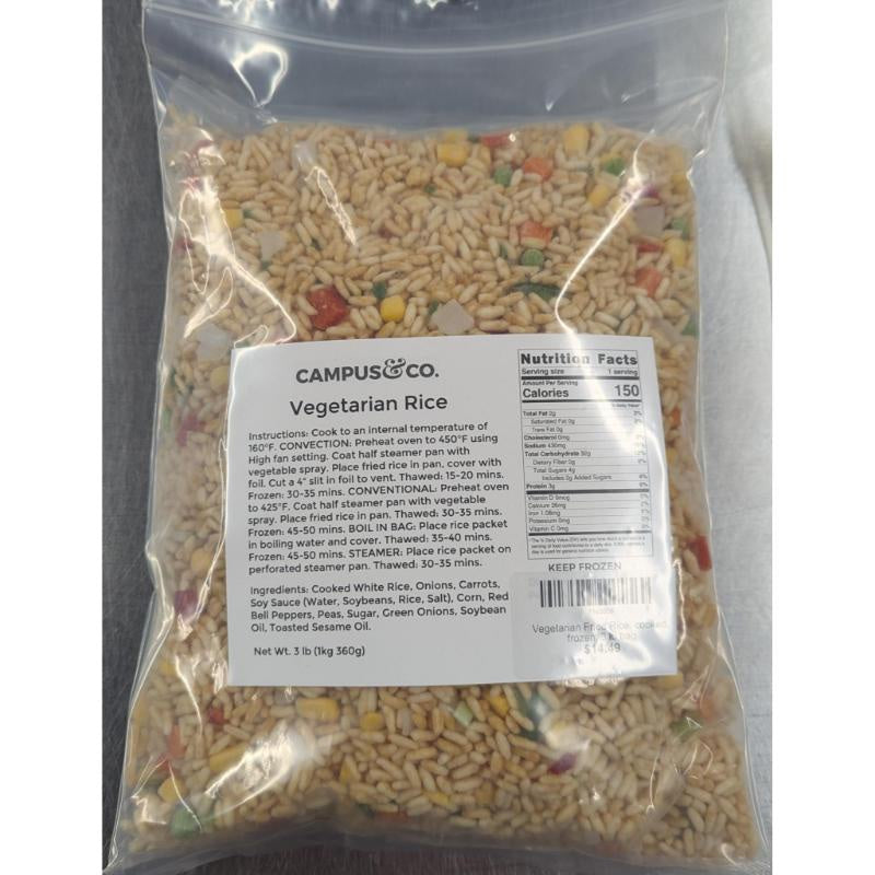 Vegetarian Fried Rice, cooked, frozen, 3 lb bag