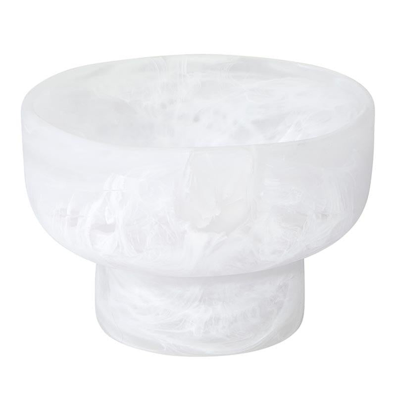 White Resin Mini Pedestal Bowl - 6" Round