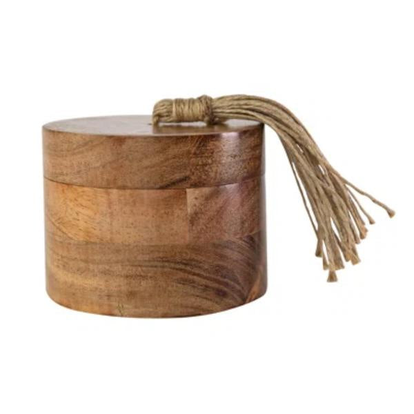 Wooden Salt Cellar with Tassel Lid