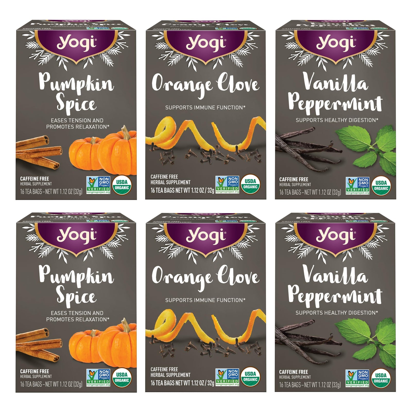 Yogi Tea Holiday Tea Variety Pack - 16 Tea Bags per Pack (6 Packs)