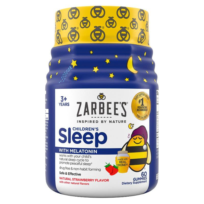 Zarbee's Natural Sleep Gummies w/Melatonin, 1mg, Strawberry 60 ct. (3+Yrs)