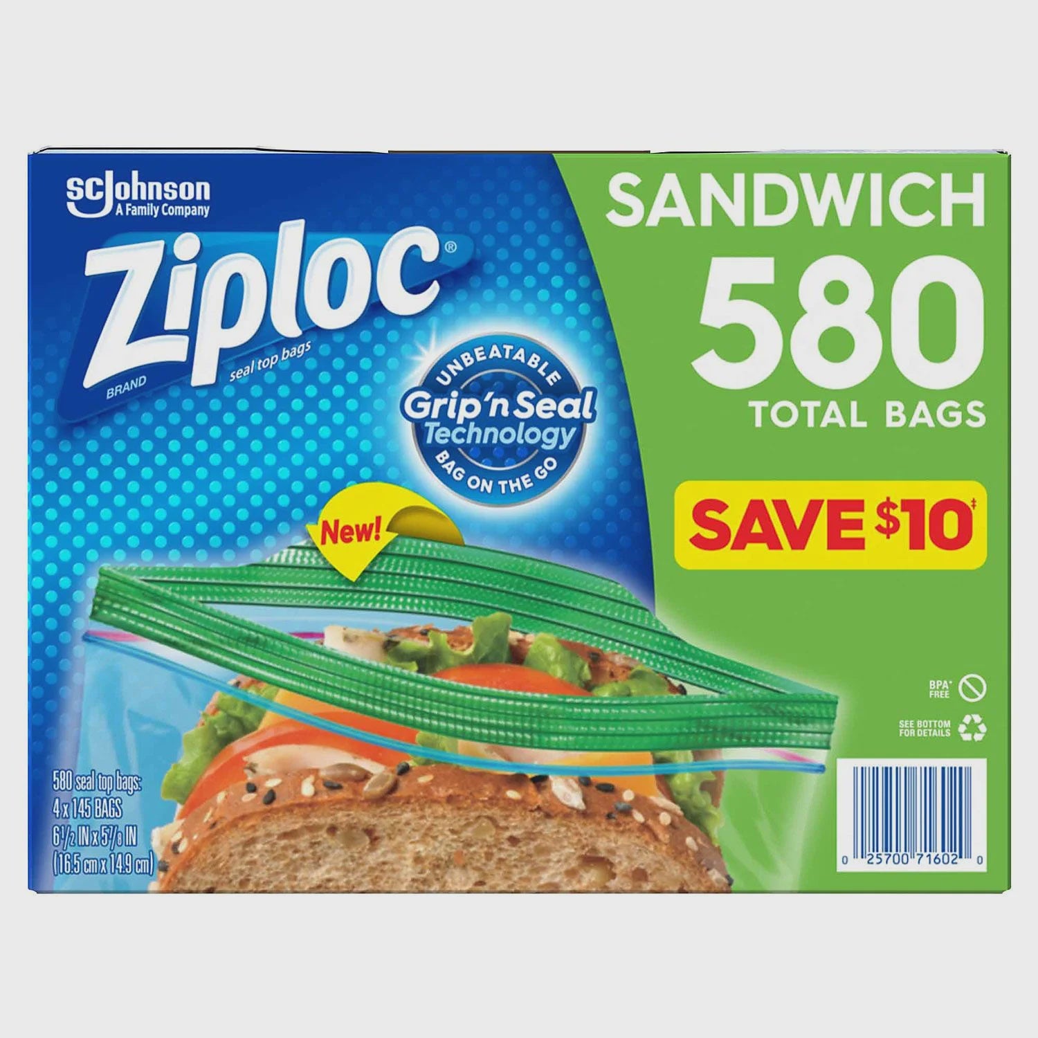 Ziploc Sandwich Bags, 580 ct (BPO)