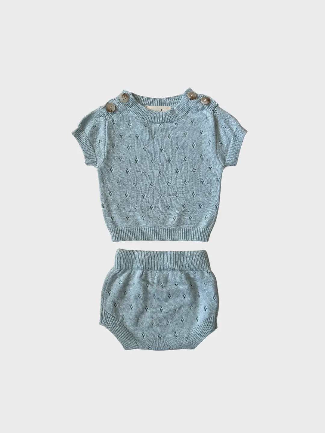 Luna + Luca Pointelle Set - Sky Blue